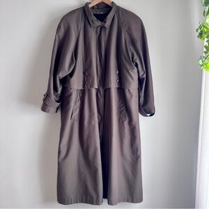 Vintage 90’s American Baazar Classic Olive Green Button Trench Coat Size 16